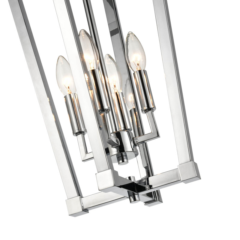 Luminaire suspendu lanterne 4 lumières, Chrome