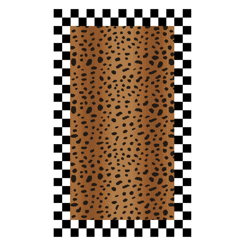 Handmade Black and White Cheetah Wool Tufted Rug 6'
