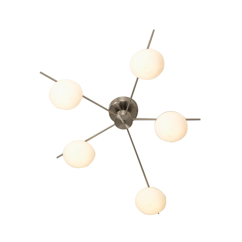Robenson Glass Semi Flush Mount, Satin Chrome