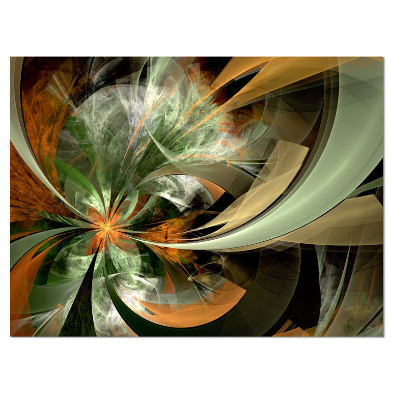 «Symmetric Orange Green Fractal Flower», reproduction d'impression sur toile tendue, H 30 po x l 40 po x P 1 po, Toile tendue