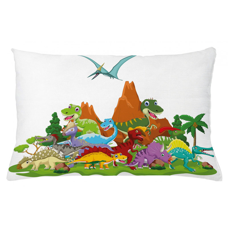 Housse de coussin lombaire intérieur/extérieur dinosaure, 16 po x 26 po