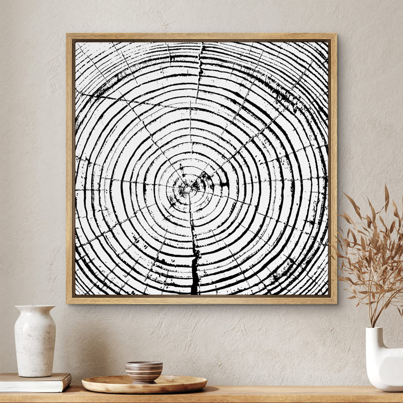 Anneau de bois en spirale à impression à encre, impression sur toile, H 16 po x l 16 po, Naturel