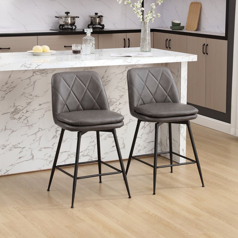 Tabouret pivotant Sheresa, Tabouret de comptoir (siège d'une hauteur de 25,, Gris