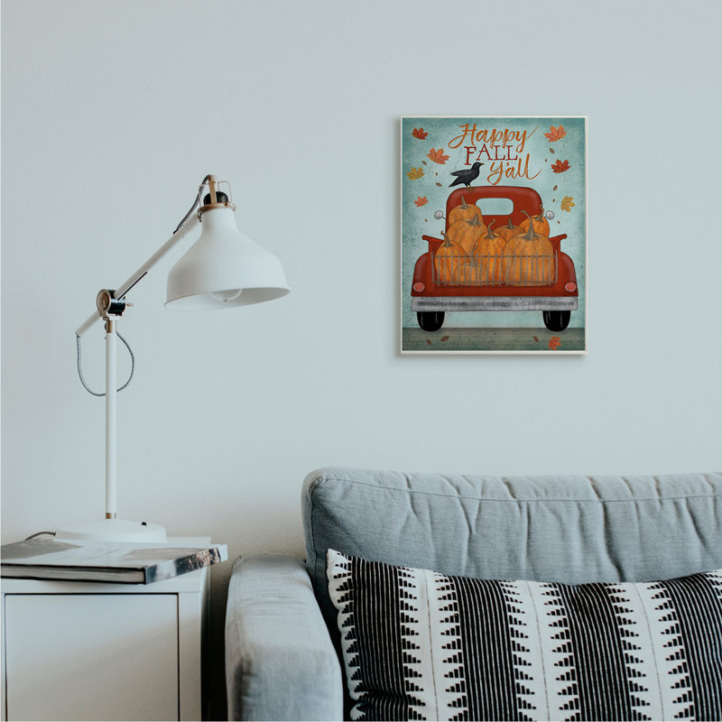 « Happy Fall Y’All Autumn moisson » par Beth Albert, reproduction d’art, H 19 po x l 13 po x P 0,5 po, Plaque murale