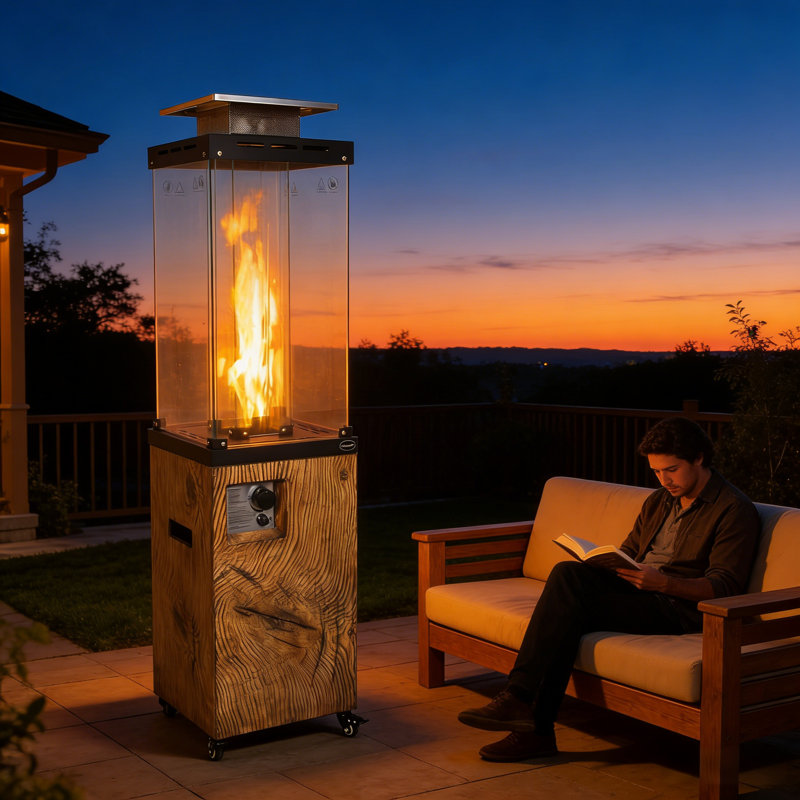 41,000 BTU Propane Patio Heater, Natural Oak Finish