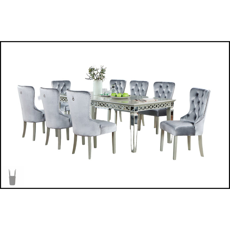 Ensemble de salle à manger 9 pièces Glam, 9 pièces : table, 8 chaises