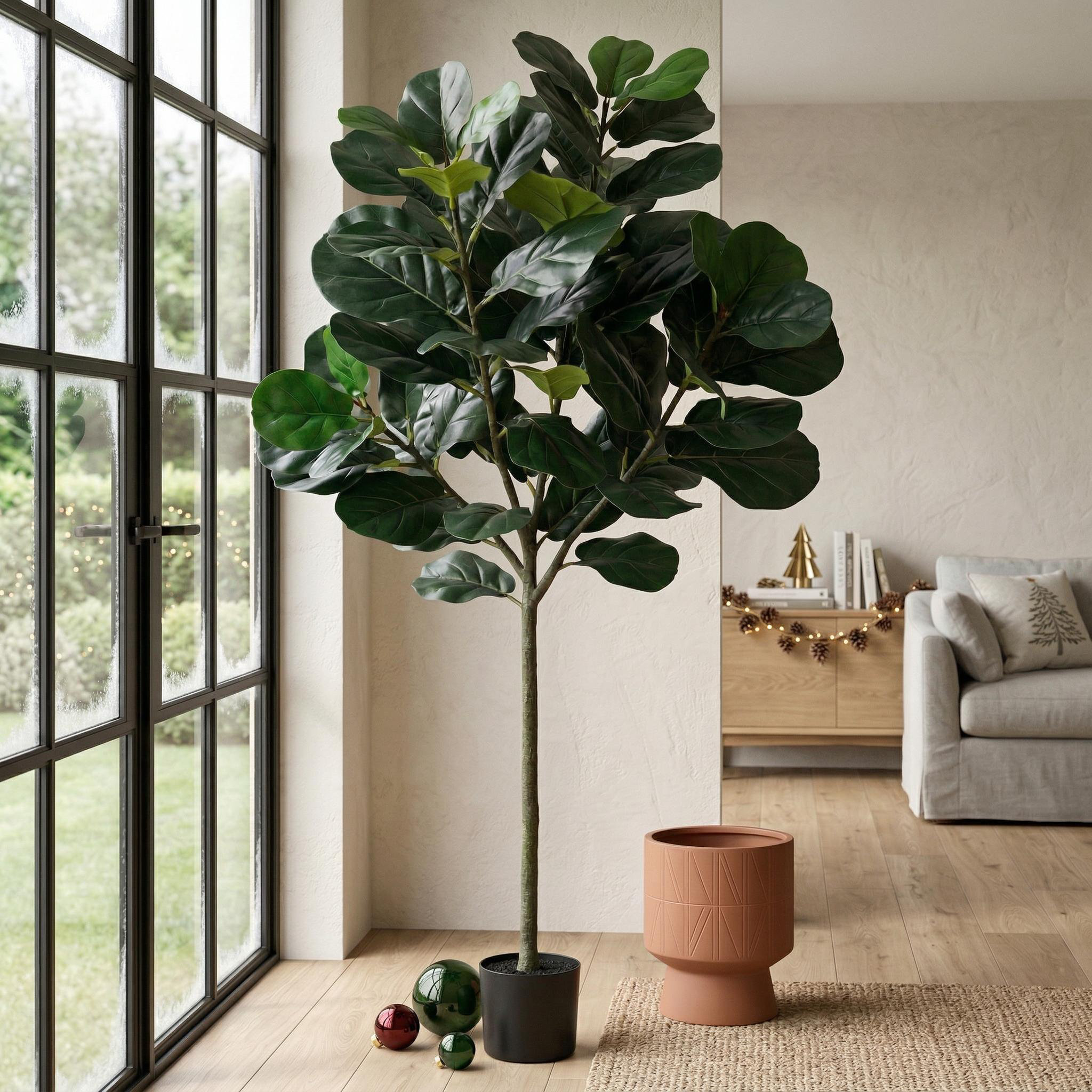 Primrue 5.2 ft Artificial Fiddle Leaf Fig Tree - Faux Ficus Lyrata ...