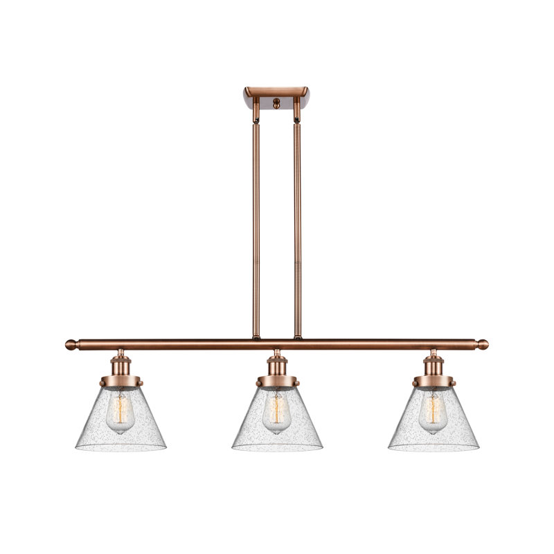 Arriaga 3 - Light Kitchen Island Pendant, No Bulb Included, Antique Copper, Seedy