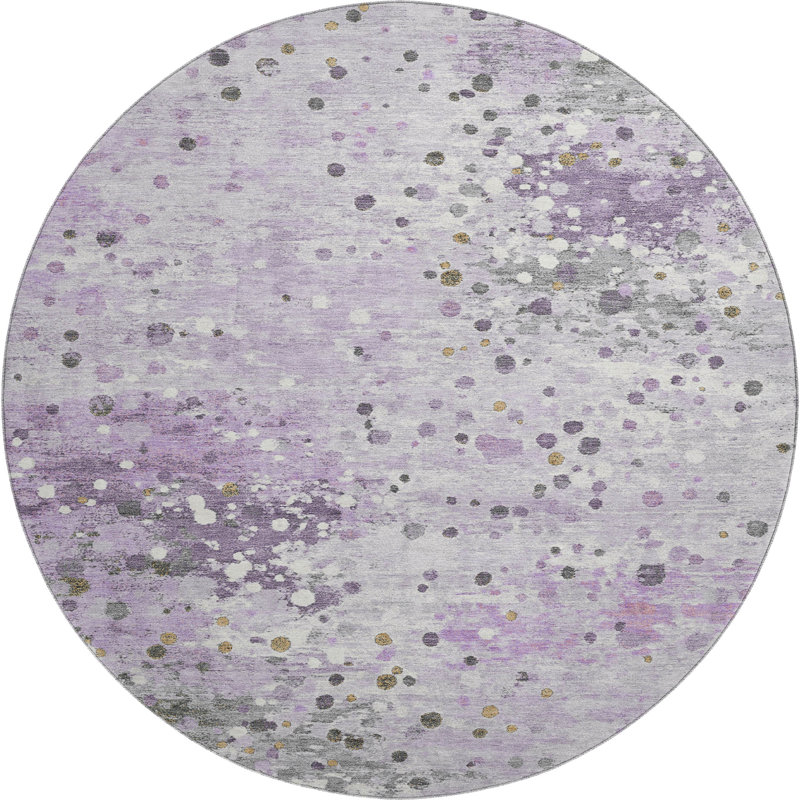 Premium Machine Washable Ansley Abstract Rug, Round 8'