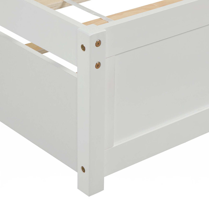 Structure de lit plateforme simple avec lit gigogne, Blanc