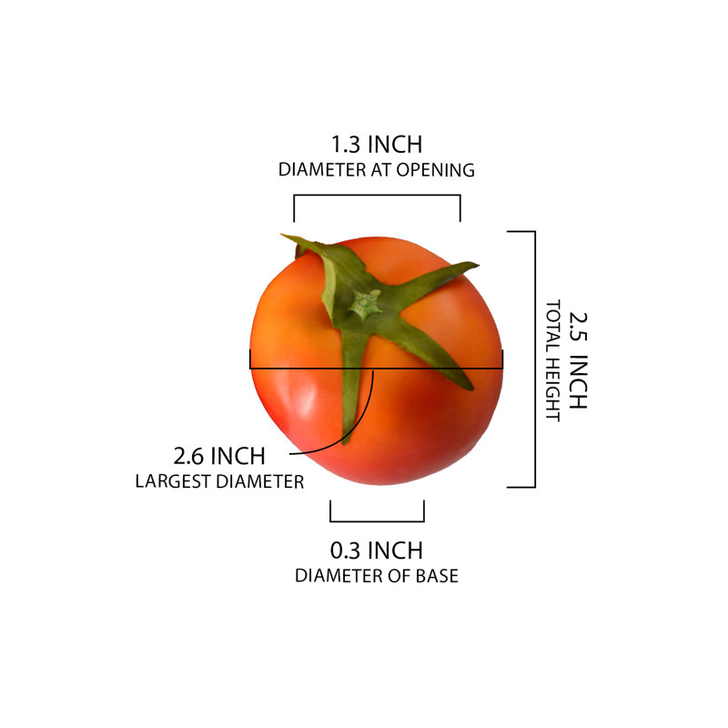  Faux tomates rouges - fruits décoratifs en plastique réalistes pour bols de cuisine, présentoirs et accessoires photo, 2,6 po de diamètre et 2,5 po de hauteur, paquet de 6