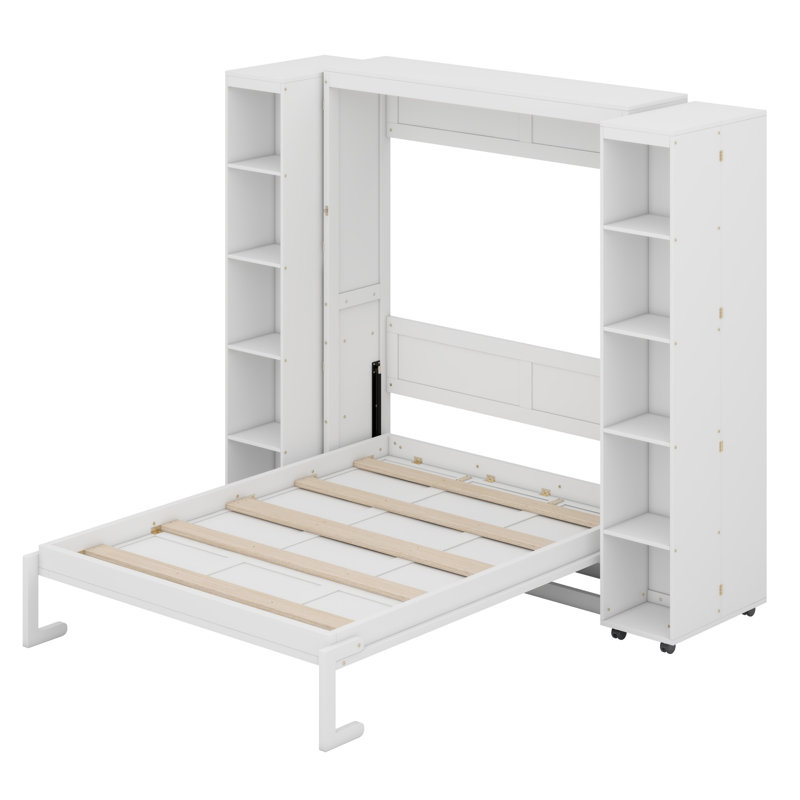 Lit escamotable mural Murphy avec portes de rangement, Blanc