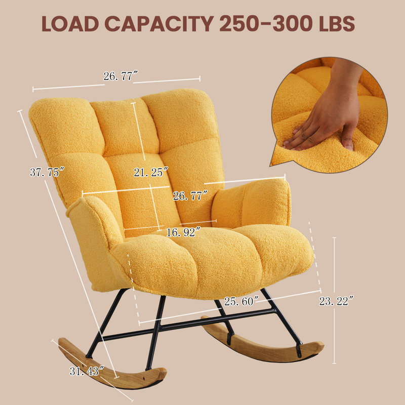 Solid + Manufactured Wood/Iron Rocking Chair, Yellow