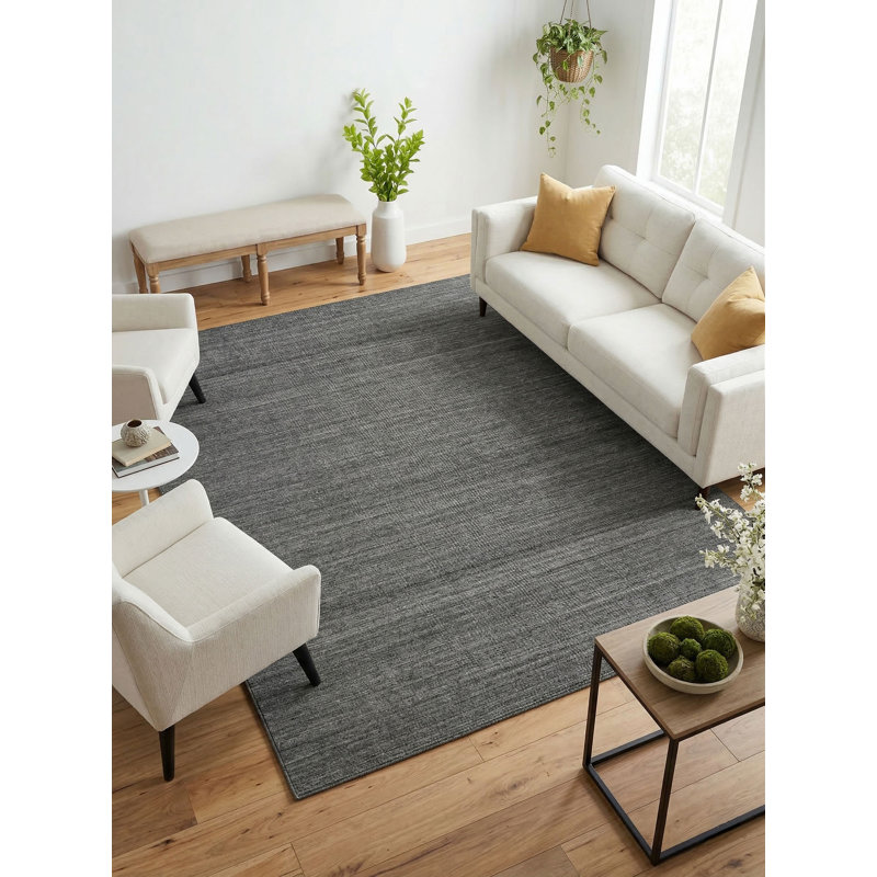 Masala Hand Loomed Area Rug in Charcoal, Rectangle 5' x 8'