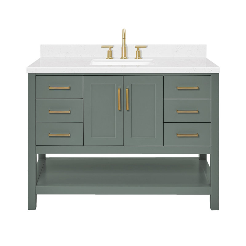 Meuble-lavabo simple avec plateau ARIEL Moille 48, Vert rétro, Rectangular