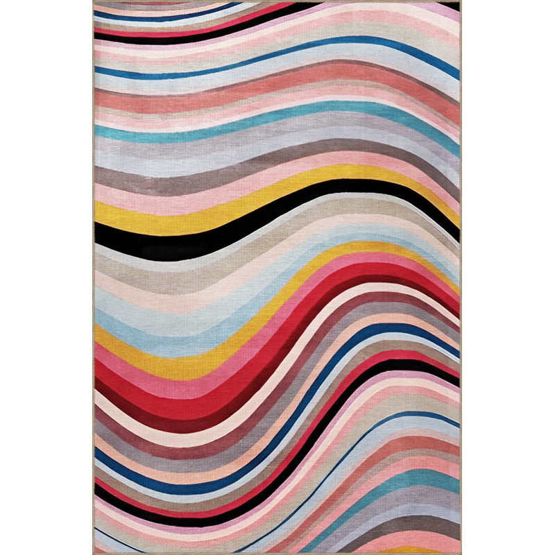 Tapis décoratif moderne à motifs clairs et multicolores, Rectangle 3 pi 9,81 po x 6 pi 6,74 po