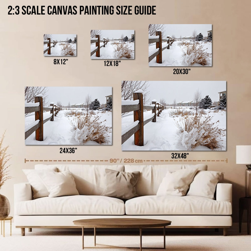 Paysage d'hiver, art mural sur toile, scène d'hiver neige, H 12 po x l 18 po