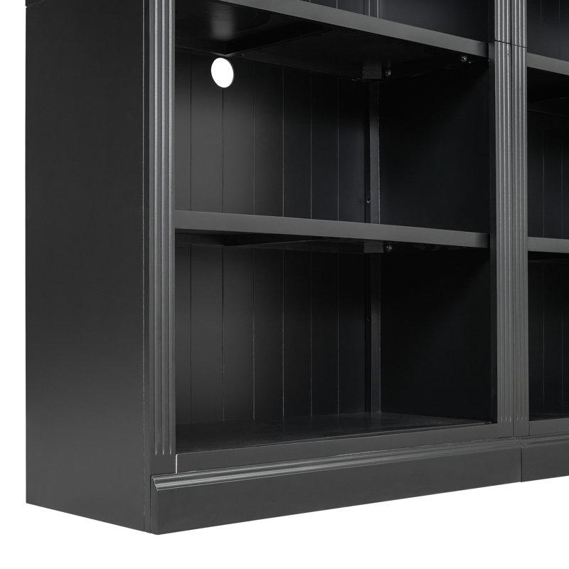 Bibliothèque moderne 5 avec DEL, bois massif, tablettes réglables, noir pour rangement de bureau à effacer, bureau en bois, tableau, stylo