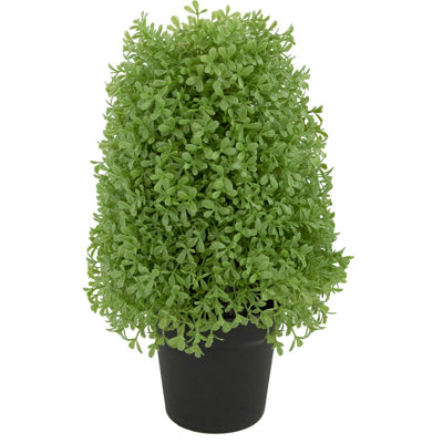 15" Artificial Boxwood Cone Topiary Tree with Round Pot Unlit