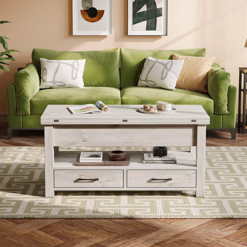 Lift Top Coffee Table with Storage, Gray, 18.6'' H x 39.4'' L x 39.4'' W