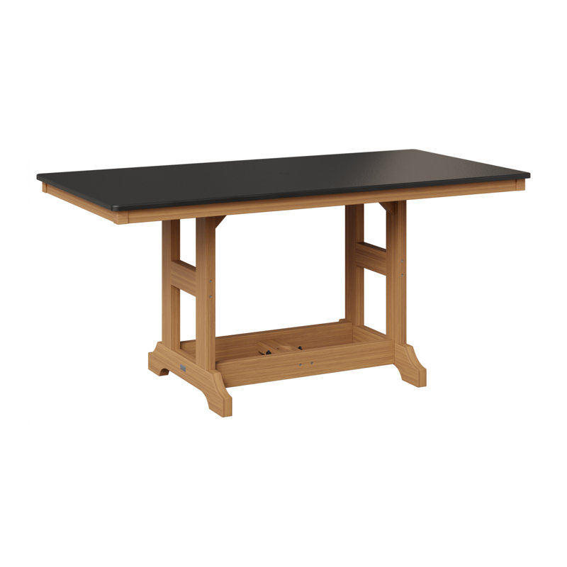 Table de salle à manger rectangulaire Berlin Garden, Noir martelé, H 30,87 po x l 66 po x P 33 po, Teck naturel