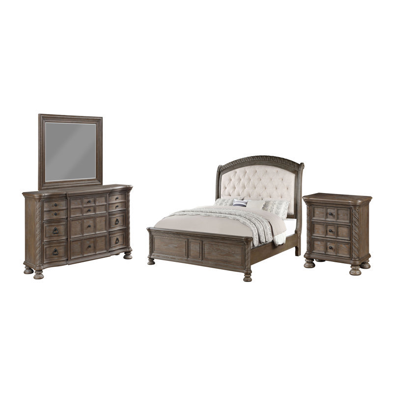 Ensemble de chambre configurable avec lit-bateau 4 pièces Demacio, Très grand californien