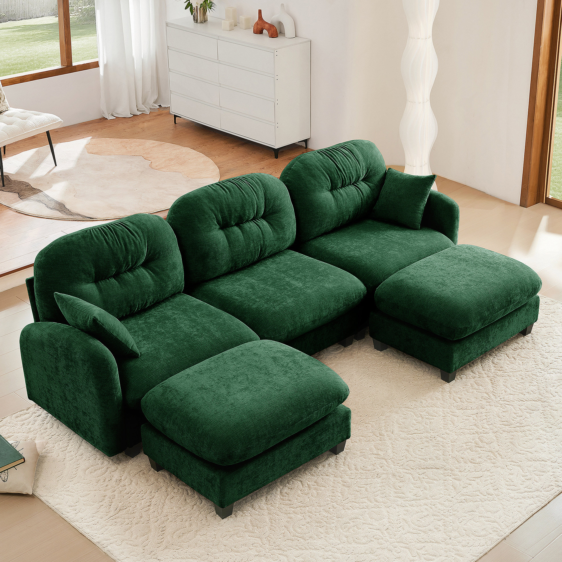 Latitude Run® Modular Sectional U Shaped Couch With Ottoman, Premium ...