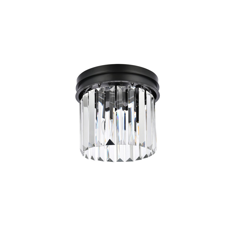 Plafonnier encastré cylindrique unique à 3 lumières de 12 po Yazmin, Transparent, Noir mat