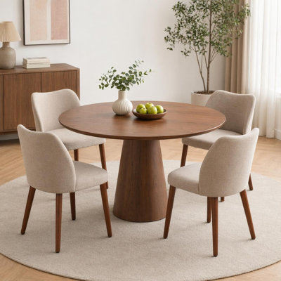 4 chaises à oreilles en tissu 4 pièces, sièges rembourrés épais et confortables avec pieds en bois robustes pour la cuisine, la salle à manger et la maison