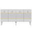Console moderne blanc et or, panneau de particules recouvert de mélamine à 100%, épaisseur: 0,7 pouce | Plusieurs tablettes, conception à fixation murale, esthétique géométrique élégante pour la décoration intérieure-1972707729