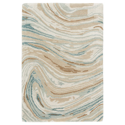 Tapis brun clair à motif abstrait touffeté à la main Koziol