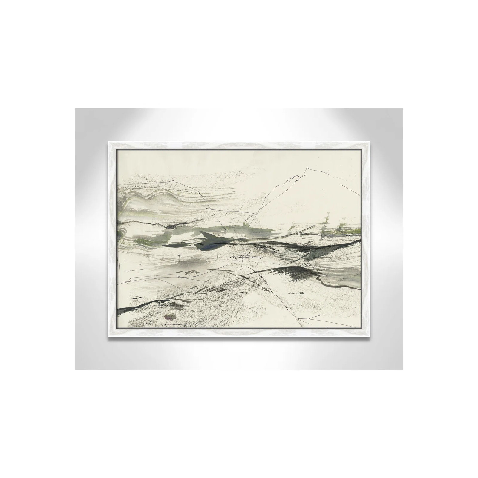 Green Sketches by PI Studio, No Mat, White Slim Picture Framed, 17" H x 23" W x 0.75" D