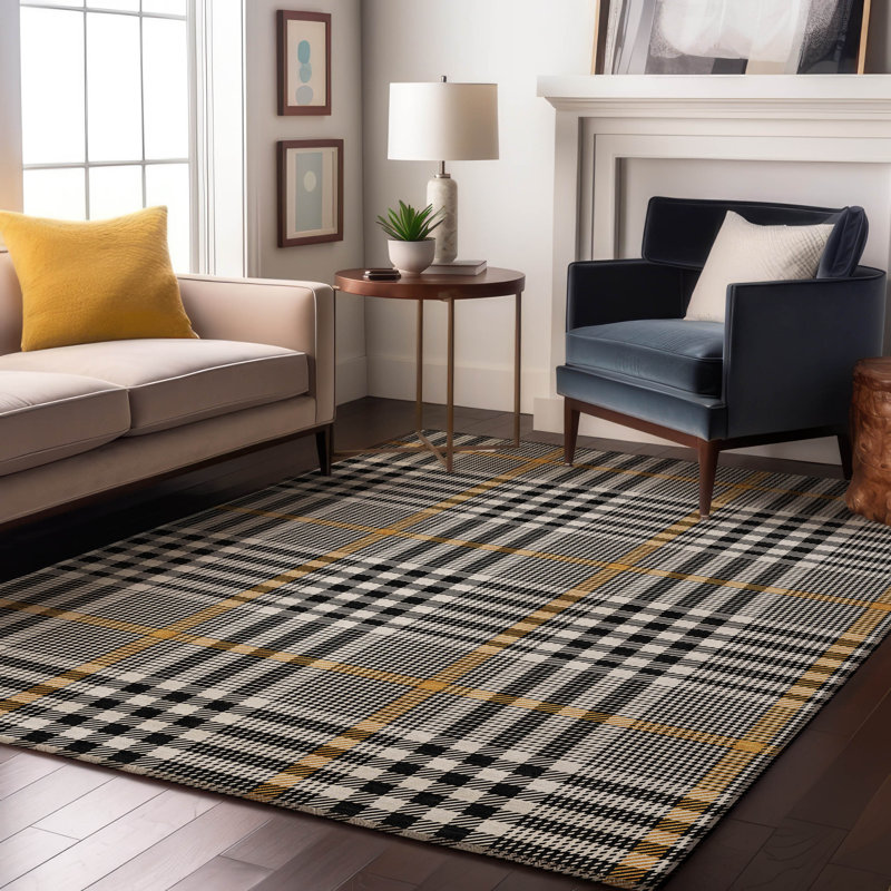 Tapis à carreaux Corry AMF1054 lavable à la machine de qualité supérieure, Rectangle 9 pi x 12 pi