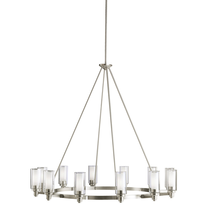 Circolo 12 - Light Dimmable Wagon Wheel Chandelier, Brushed Nickel