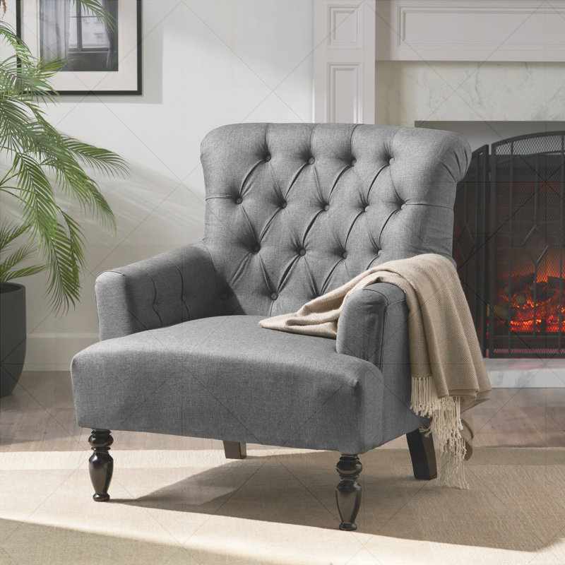 Fauteuil capitonné de 33,5 po de largeur, Tissu gris foncé