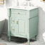 Meuble-lavabo autoportant de 61 cm (24 pouces) avec lavabo en céramique, tiroirs astucieux, lavabo intégré, tiroir rabattable et tablette intérieure réglable.
