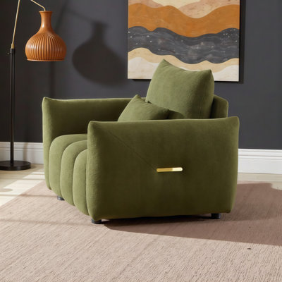 Cloud-Like Snuggle Sofa Chair: Plush Teddy Fabric Modern Accent Chair with Pillow for Living Room, Bedroom & Office