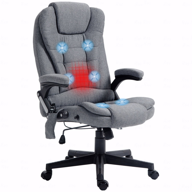 Fauteuil de bureau vibrant à 6 points avec fonction de massage et chaleur lombaire gris, Bleu