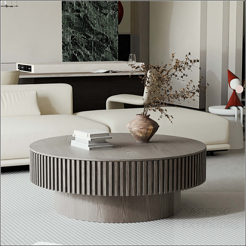 Round Coffee Table with Hidden Storage