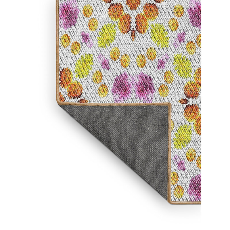 Tapis rose/brun tissé à la machine, Rectangle 5 pi x 8 pi