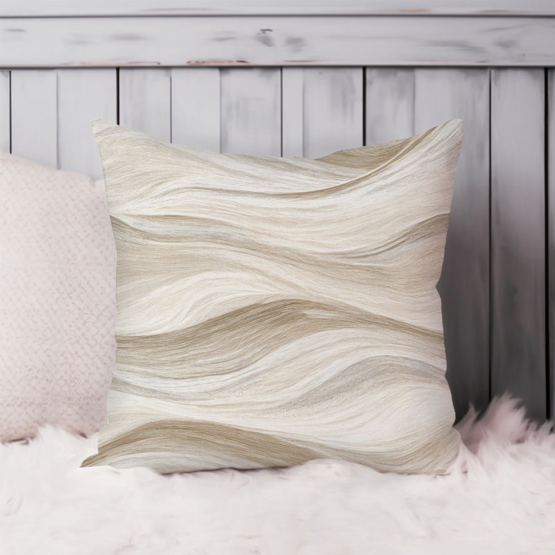 Abstract Beige Waves Pattern IX Modern Throw Pillow Cover, 20x20