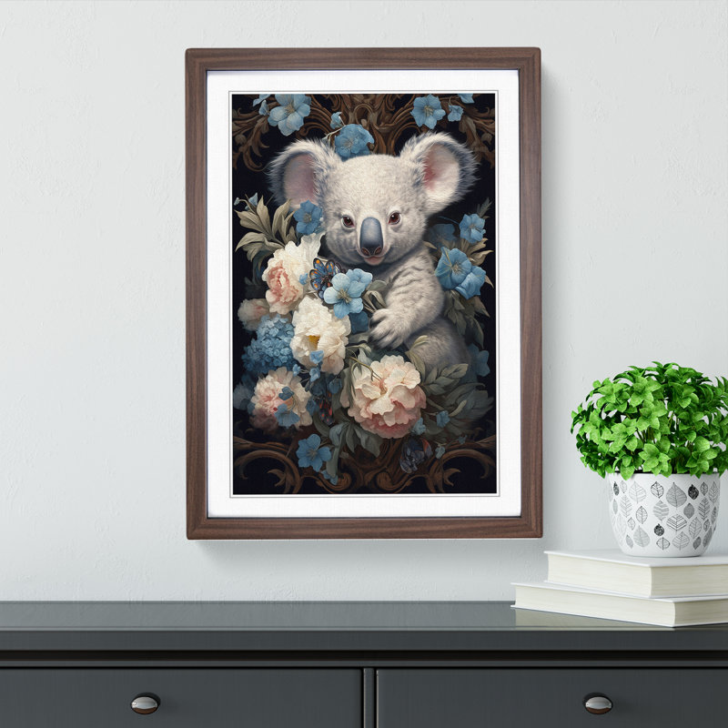 Koala Bear Baroque - Framed Print, 34cm H x 25cm W x 2cm D, Walnut 