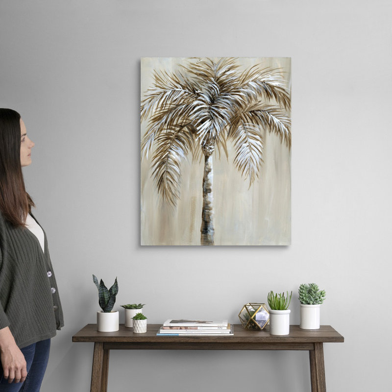 Palmier I, art mural sur toile, Toile tendue, H 30 po x l 24 po x P 1,25 po