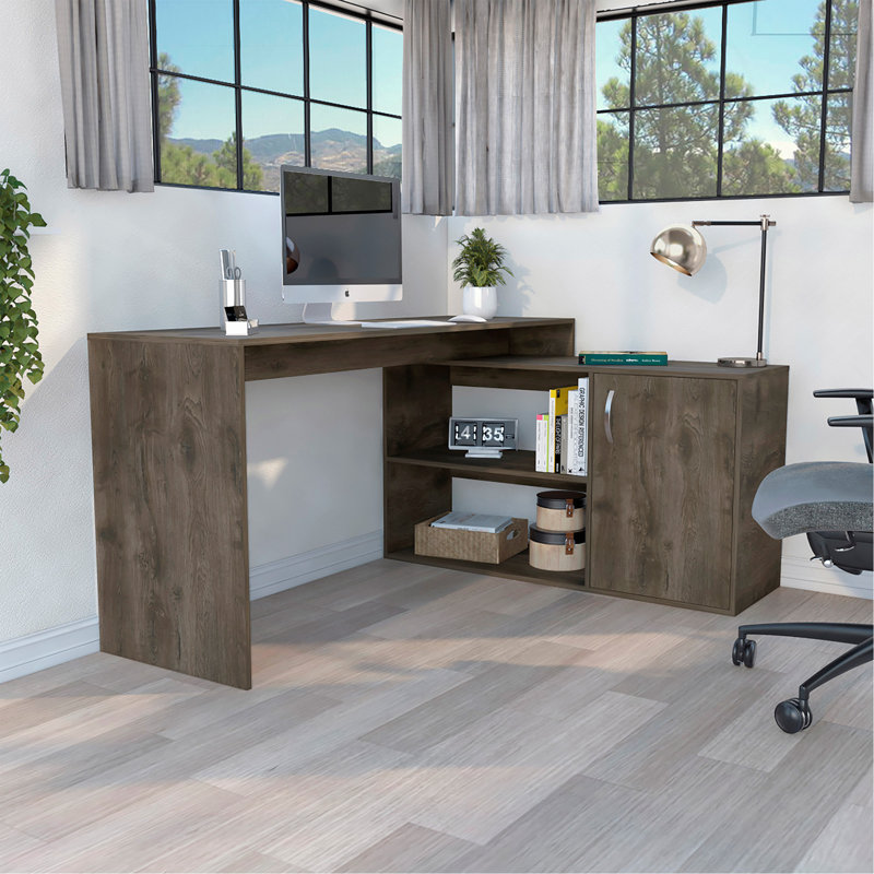 Bureau en L Desti, bureau, brun foncé