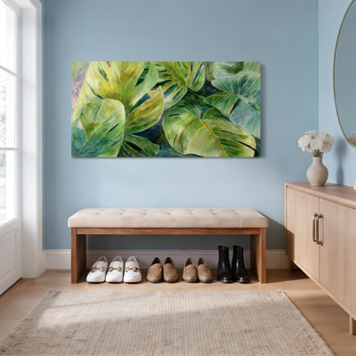 «Tropical Monstera Leaves», ensemble de 1 reproduction d'art sur toile tendue sur toile
