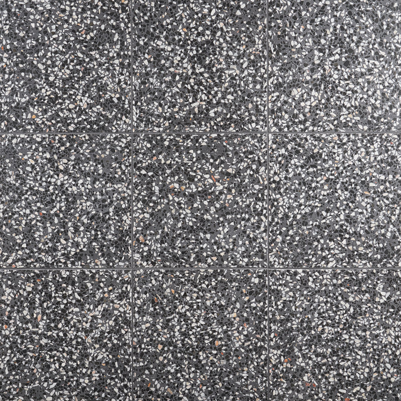 True Terrazzo 16x16 Polished Terrazzo Tile, Domino Gray