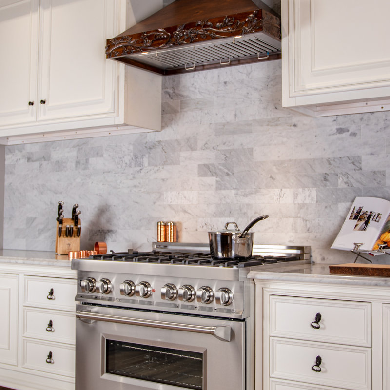 30" Wood 400 CFM Ducted Wall Mount Range Hood, Walnut