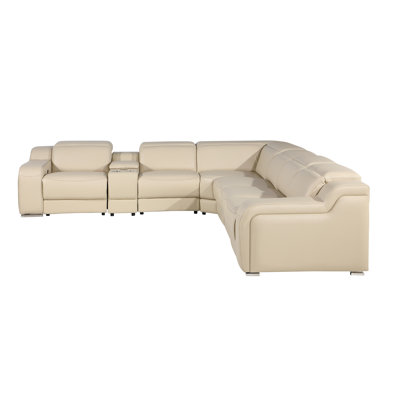 Stanphill 7 - Piece Top Italian Grain Leather Power Reclining Sectional