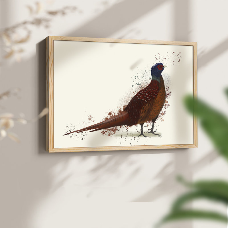 Pheasant Splash 4 -Framed Print - Restickable, Natural, 11" H x 14" W