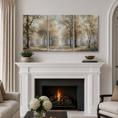 «Autumn Tree Path», art de paysage, photos de couloir, impression sur toile encadrée, 3 pièces, 16 po x 24 po x 3 pièces